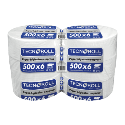 Papel Higiénico Tecnoroll Jumbo Una Hoja 6 Rollos 500 m