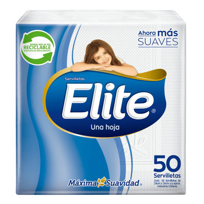 Servilletas Cocktail Elite Blanca 24X24 cm Paquete de 50 Unidades