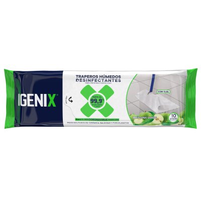 Trapero Húmedo Desinfectante Igenix Manzana Verde Paquete de 10 Unidades