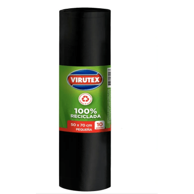 Bolsa basura Virutex reciclaje con faja 50 x 70 centímetro 10 unidades.
