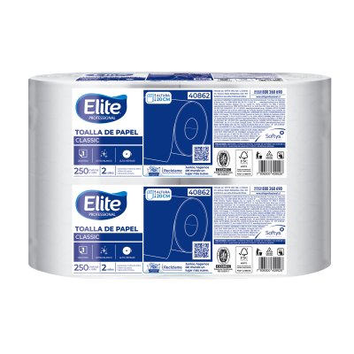 Toalla Papel Elite Classic 250 M Una Hoja 2 Rollos