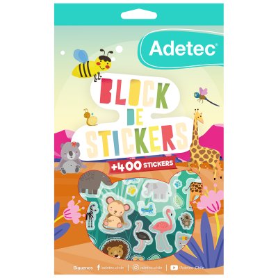 Block de Stickers Adetec Animales 15X24 cm