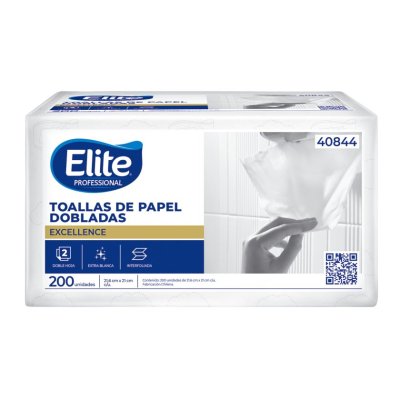 Toalla Papel Elite Clinic Interfoliada Doble Hoja Paquete de 200 Unidades