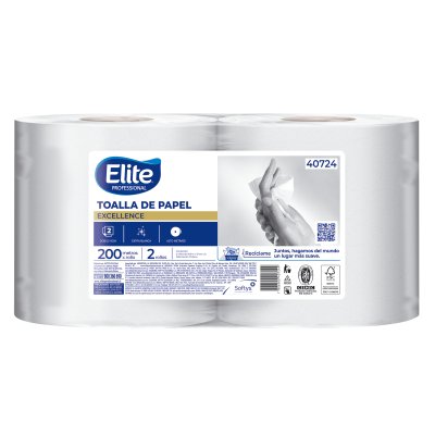Toalla Papel Elite Doble Hoja 2 Rollos 200 M