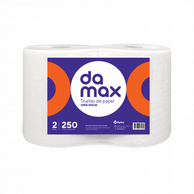 Toalla Papel Damax Hoja Simple 2 Rollo 250 m