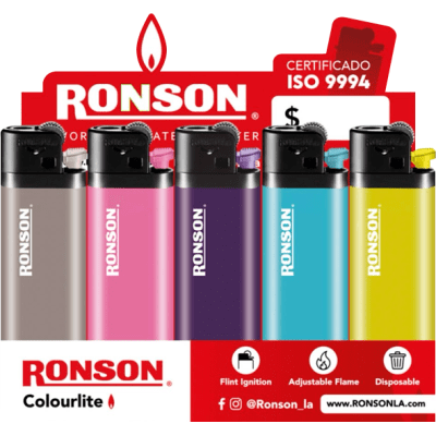 Encendedor Ronson Colourlite 20 Unidades