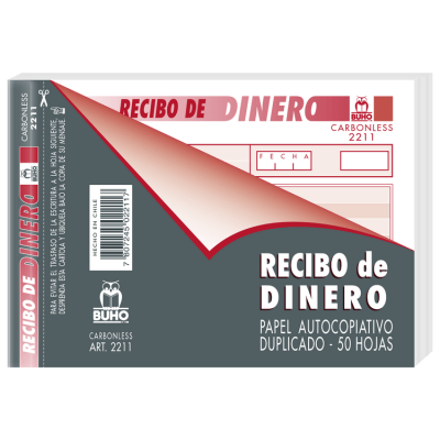 Formulario Buho Recibo de Dinero N° 2211 50 Hojas
