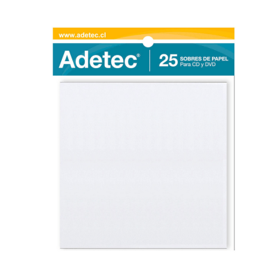 Sobre para Cd Adetec Sin Ventana 25 Unidades