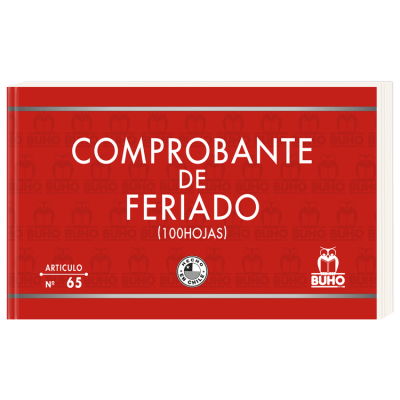 Formulario Buho Comprobante de Feriado N° 65 100 Hojas
