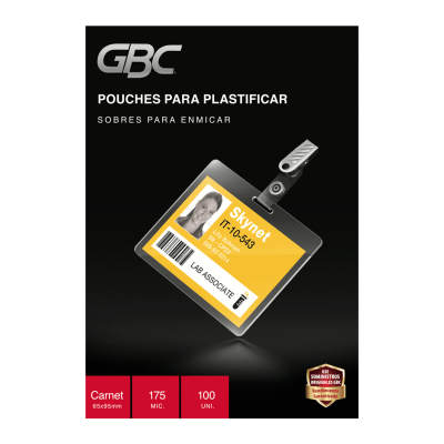 Lamina Termolaminada GBC Tipo Carnet 175 Mic 65X95 mm 100 Unidades