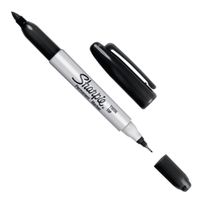Marcador Permanente Sharpie Multiuso Doble Punta Fina y Ultra Fina Negro