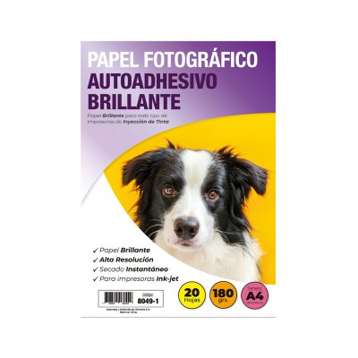 Papel Fotográfico Adetec Brillante A4 Autoadhesivo 180 g 20 hojas