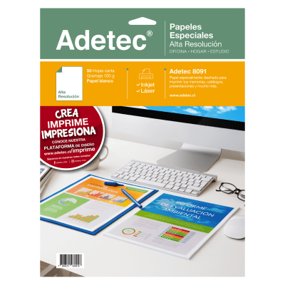 Papel Alta Resolución Adetec Mate Carta 100 g 50 Hojas