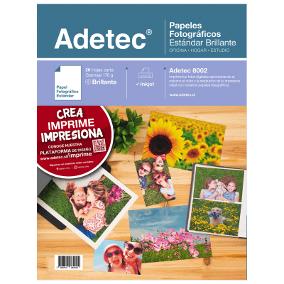 Papel Fotográfico Adetec Brillante 170 grs 20 Hojas